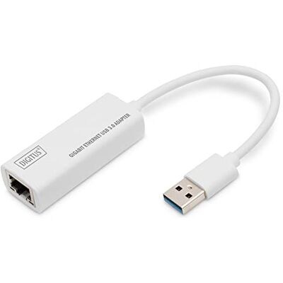 Digitus DN-3023, Adattatore di rete via USB 3.0 Gigabit Ethernet 1 GBit/s RJ45 Connessione LAN aggiuntiva tramite spina USB-A, bianco Digitus DN-3023, Adattatore di rete via USB 3.0 Gigabit Ethernet 1 GBit/s RJ45 Connessione LAN aggiuntiva tramite spina USB-A, bianco