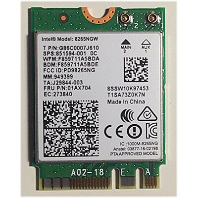 Intel Dual Band Wireless-AC 8265, Adattatore Wi-Fi, WLAN/Bluetooth, 867 Mbit/s, Tecnologia Senza Fili, 2,2 x 3 x 0,2 cm Intel Dual Band Wireless-AC 8265, Adattatore Wi-Fi, WLAN/Bluetooth, 867 Mbit/s, Tecnologia Senza Fili, 2,2 x 3 x 0,2 cm