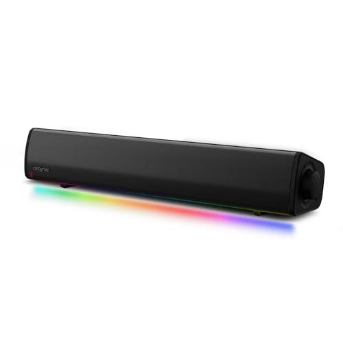 Creative Labs Soundbar compatta da gaming Sound Blaster GS3 con RGB e tecnologia SuperWide, alimentata tramite USB, Bluetooth 5.4, porta di uscita cuffie