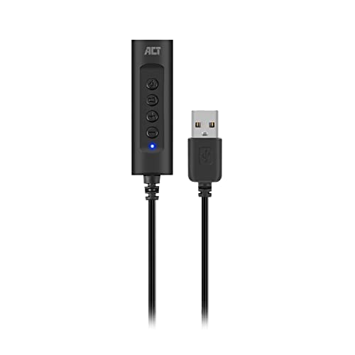 ACT Scheda audio USB, USB a jack da 3,5 mm, con controllo del volume, scheda audio USB esterna, collega audio e microfono Aux con PC/Laptop AC9360