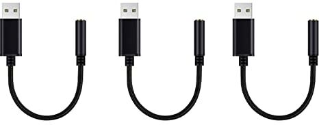 Potadak 3X Adattatore Audio da USB Un per Cuffie da 3,5 mm, Scheda Audio Stereo Esterna per PC, Laptop, per, per Ecc (0,6 Piedi, Nero)