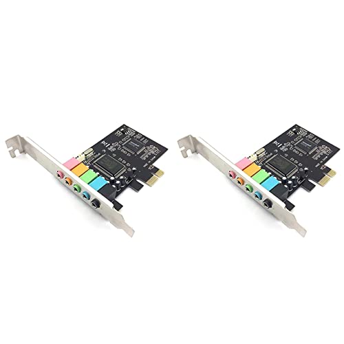 TsoLay 2 schede audio interne 5.1 per Windows 10 con supporto a basso profilo, 3D Stereo PCI-E, CMI8738 Chip 32/64 bit Sound Card PCI