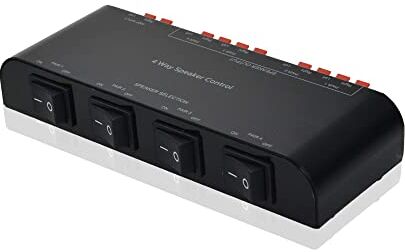 ADWITS Selettore Switcher per 4 canali con morsettiera 200W RMS Max 100W commutabile, nero