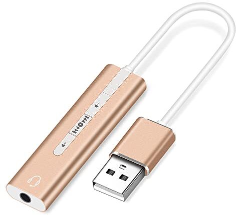 N//B Scheda Audio Esterna, Adattatore Jack Audio da USB Tipo A a 3,5mm, Cavo Adattatore Audio per Cuffie, Compatibile con PC, Laptop, Cuffie, Altoparlanti, Windows (Oro)