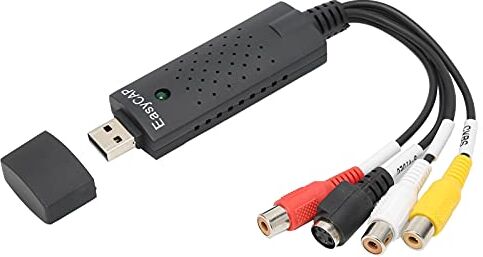 ASHATA Scheda di Acquisizione USB 2.0, Adattatore di Acquisizione Audio Video Stereo VHS Dvd a 4 Canali per Windows, con CD e Cavo di Prolunga USB, Supporta Hot Swap