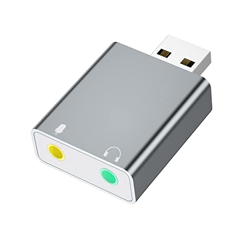 Askoppo Scheda Audio USB Esterna, Alluminio Adattatore Audio da USB a Jack 3.5mm per Cuffie Microfono Stereo Casse Compatibile con Windows, Mac OS, Linux, PS5, Plug And Play