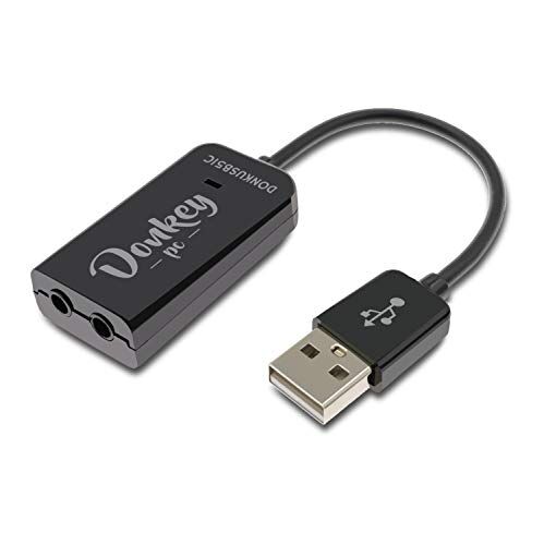 Donkey pc Scheda audio USB 5.1 adattatore USB a jack 3,5 mm. Scheda audio esterna con cavo e adattatore per cuffie e microfono a USB per PC. Cavo da 15 cm.