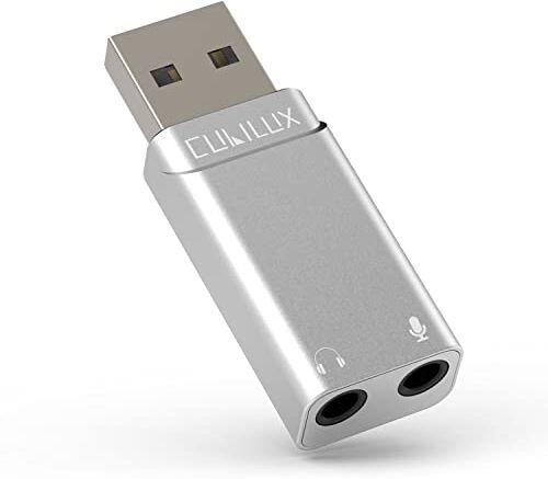 Cubilux Scheda audio stereo esterna USB con 96 KHz/24 bit DAC, USB A a 3,5 mm TRS microfono jack adattatore compatibile con Mac Pro/Mini computer portatile PS5 PC Windows 11/10/7 Linux Raspberry Pi