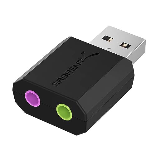 Sabrent Scheda audio USB cuffie e microfono per MAC e Windows, Adattatore audio presa USB, Plug & Play, Nessun driver necessario [Nero] (AU-MMSA)