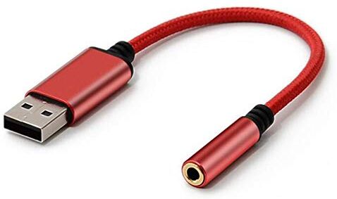 niso Adattatore Audio da USB un per Cuffie da 3,5 Mm, Scheda Audio Stereo Esterna per PC, Laptop, per, per Ecc (0,6 Piedi, Rosso)