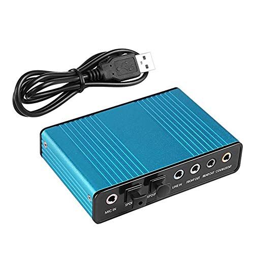 Triamisu Scheda Audio Esterna a 6 canali Audio Surround 5.1/7.1 Surround USB 2.0 Adattatore Scheda Audio Audio S/PDIF Ottico Esterno per PC Portatile Blu