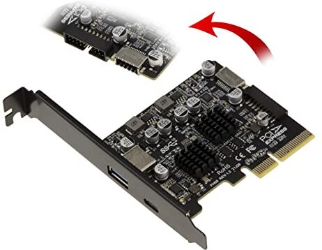 KALEA-INFORMATIQUE Scheda controller PCIe USB 3.2 Gen2 10G con 2 porte esterne A e C e 2 porte interne a 19 pin e tipo E. Chipset ASM 3142 e Via VLI VL822