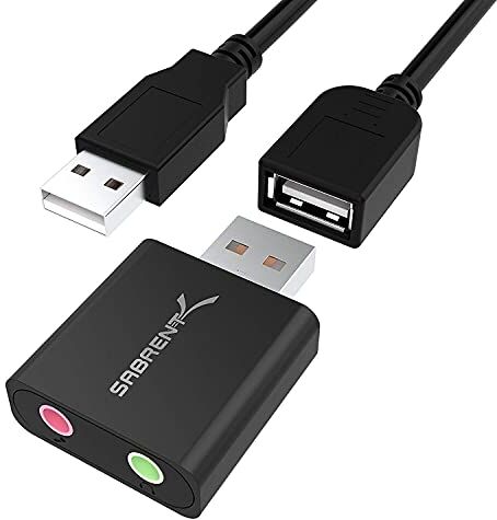 Sabrent Scheda audio USB cuffie e microfono per MAC e Windows, Adattatore audio presa USB, Plug & Play, Nessun driver necessario [Alluminio Nero] (AU-EMCB)