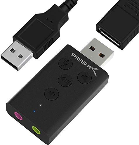 Sabrent Adattatore Audio Stereo 3D Esterno USB in Alluminio per Windows e Mac. Plug & Play Nessun Driver Necessario. [Nero]