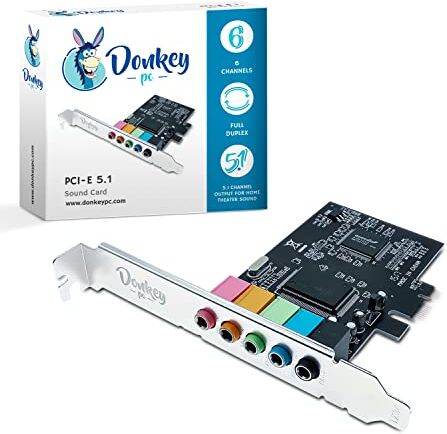 Donkey pc PCI Express 5.1, Scheda audio con alto rendimento di suono diretto e surround 3D Sound Supporta uscita 6 Canali DAC 5.1 Surround per Home Cinema e giochi.