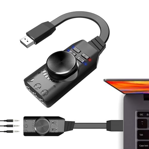 BBAUER Scheda Audio Per Giochi, Scheda Audio Esterna Virtuale 7.1, Interfaccia Audio USB Con Controllo Del Volume, DAC USB Senza Driver, Hub Audio USB Con Chip DAC Integrato, Modulo Audio USB Multifunzione P