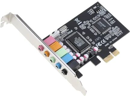 Jiqoe Scheda audio interna PCIe 5.1 con staffa a basso profilo Scheda PCI-e stereo 3D Scheda CMI8738 Chip 32/64 Bit Pci-e Card