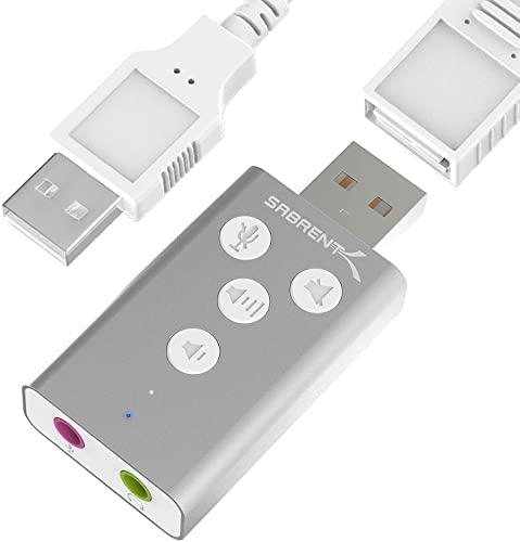 Sabrent Scheda Audio Esterna 3D USB in Alluminio per Windows e Mac. Plug & Play Nessun Driver Necessario. [Argentato] (AU-DDAS)