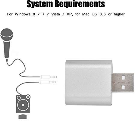 Jectse Scheda Audio Esterna, Scheda Audio Audio da 7.1 Canali USB 2.0 a 3.5 Mm, Nessun Alimentatore Esterno, Nessuna necessità di Guidare, per Uscita Audio e Microfono Perfetto (Argento)