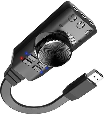 MOOKEENONE Plug and play USB 2.0 Adattatore per scheda audio 7.1 Canali Adattatore audio esterno Convertitore di schede audio stereo