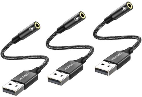 MOSWAG Adattatore audio jack per cuffie da USB a 3,5 mm da 20 cm, supporto per cuffie da USB a 3,5 poli TRRS a 4 poli, scheda audio stereo esterna per PC, laptop, PS4, Mac ecc.