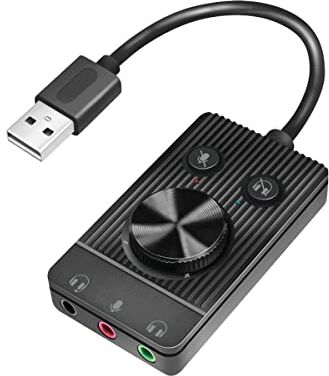 Logilink Adattatore audio USB 2.0 con controllo volume, 3 connettori jack da 3,5 mm (TRS/TRRS)