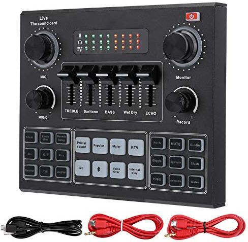 Cuifati Mixer stereo, V9 Scheda Bluetooth Mixer stereo, Mixer professionale Scheda USB, Bluetooth, Mixer per computer MP3 digitale per giochi per computer Trasmissione live