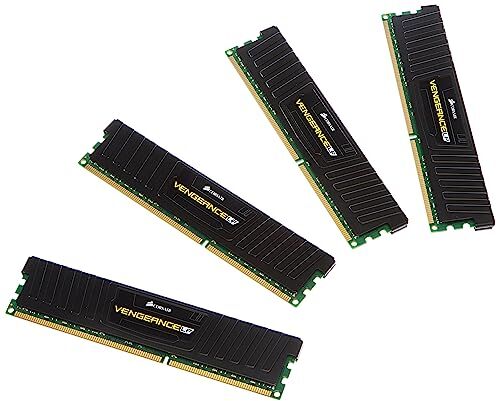 Corsair CML32GX3M4A1600C10 Vengeance Low Profile Memoria per Desktop a Elevate Prestazioni da 32 GB (4x8 GB), DDR3, 1600 MHz, CL10, con Supporto XMP, Nero