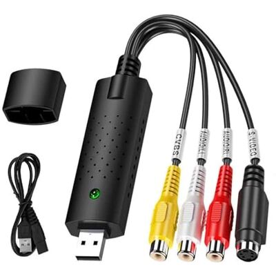 TCNEWCL Convertitore di file digitalizzato USB Audio/Video, scheda di acquisizione video Hi8 VHS a DVD, Video Grabber Capture per Windows 10/8/7 TCNEWCL Convertitore di file digitalizzato USB Audio/Video, scheda di acquisizione video Hi8 VHS a DVD, Video Grabber Capture per Windows 10/8/7