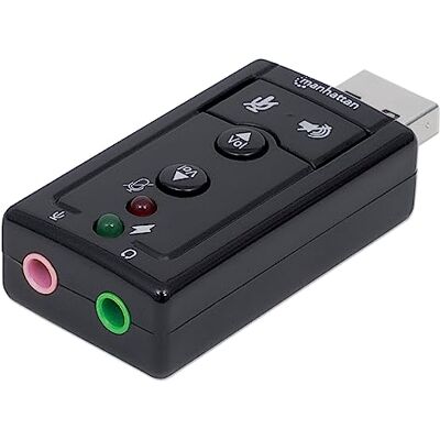 Manhattan 152341 Scheda Audio Stereo USB 2.0 Virtual 7.1 Canali Nero Manhattan 152341 Scheda Audio Stereo USB 2.0 Virtual 7.1 Canali Nero