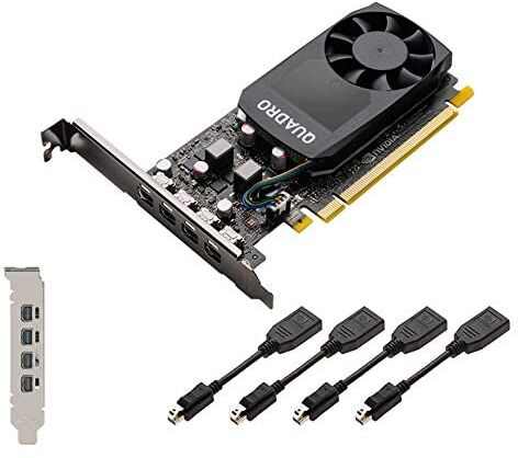 HP Nvidia Quadro P620 Scheda grafica da 2 GB (512 core CUDA, GDDR5, 128 bit, PCI Express x16 3.0) Con cavi da 4 mDP a DP, staffe ad alto e basso profilo 3ME25AA Scatola semplice