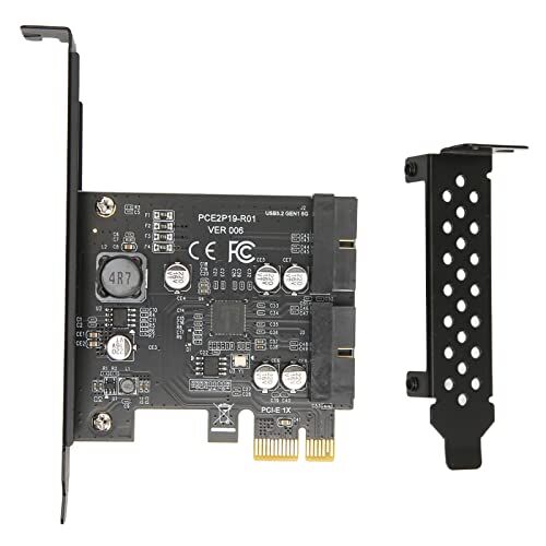 VBESTLIFE Scheda di Espansione PCIE a USB 3.2, Doppia Porta 19PIN, Alta velocità 5 Gbps, Plug And Play, Compatibile da WinXP a Win11 e (Scheda Nera 19PIN)