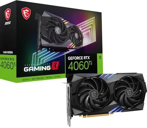 MSI GeForce RTX 4060 Ti GAMING X 16G Scheda Grafica 16GB GDDR6 (18Gbps/128-bit), PCI Express Gen 4 x16, DisplayPort x 3 (v1.4a), HDMI™ 2.1a TWIN FROZR 9, TORX Fan 5.0, RGB