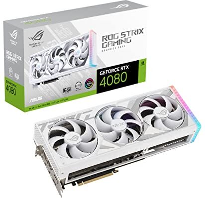 Asus ROG Strix NVIDIA GeForce RTX 4080 Scheda Grafica, 16 GB GDDR6X 256-bit 22,4 Gbps PCIE 4.0, GPU Tweak III, ROG-STRIX-RTX4080-16G-WHITE