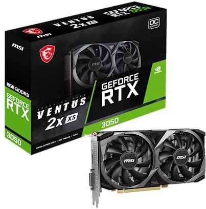 MSI GeForce RTX 3050 VENTUS 2X XS 8G OC Scheda video Gaming 8GB GDDR6X, 1807 MHz, PCI Express Gen 4 x 8, 128-bit, 1x DP v 1.4a, HDMI 2.1 (Supporta 4K)