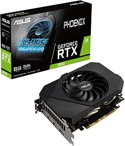 Asus Phoenix NVIDIA GeForce RTX 3050 Scheda Grafica, 8 GB GDDR6, PCIe 4.0, HDMI 2.1, DisplayPort 1.4a, Nero