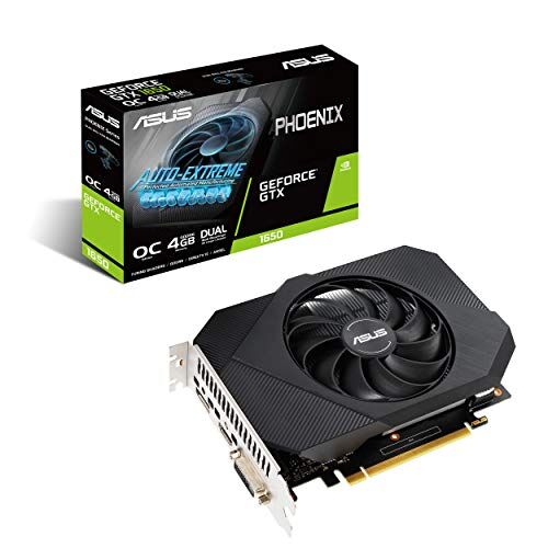 Asus Phoenix GeForce GTX 1650 OC Edition Scheda Grafica, 4 GB GDDR6, PCIe 3.0, HDMI, DisplayPort, Resistente Alla Polvere IPX5, Ventola Con Doppi Cuscinetti a Sfera e Design Axial-Tech, Nero