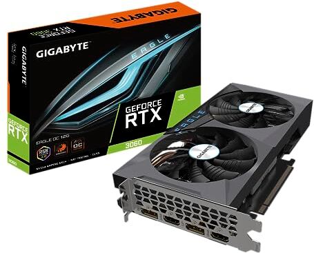 Gigabyte NVIDIA GeForce RTX 3060 EAGLE OC V2 Scheda grafica 12GB GDDR6, 192-bit, PCI-E 4.0, 1807MHz Core Clock, RGB, 2x DP 1.4, 2 x HDMI 2.1, NVIDIA Ampere GV-N3060EAGLE OC-12GD