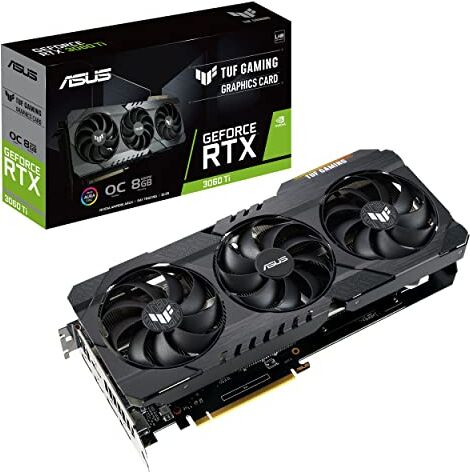 Asus TUF Gaming GeForce RTX 3060 Ti V2 OC Edition Scheda Grafica, 8 GB GDDR6, PCIe 4.0, 2 HDMI 2.1, 3 DisplayPort 1.4a, Funzione Boost Clock, Tre Ventole a Doppio Cuscinetto, GPU Tweak II, LHR, Nero