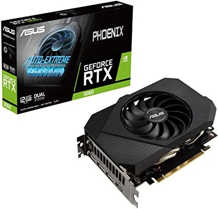 Asus Phoenix GeForce RTX 3060 V2 Scheda Grafica, 12 GB GDDR6, PCIe 4.0, 1 HDMI 2.1, 3 DisplayPort 1.4a, Due Ventole Axial-Tech, PSU Consigliata 650W, Supporta Fino a 4 Monitor, GPU Tweak II