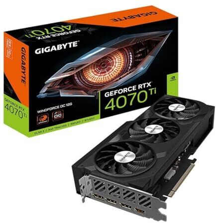 Gigabyte GeForce RTX 4070 TI WINDFORCE OC 12GB Scheda grafica 12GB DDRX6 21Gbps, PCI-E 4.0, 3 x DP 1.4a, HDMI 2.1a, NVIDIA DLSS 3, Ada Lovelace Arch, GV-N407TWF3OC-12GD