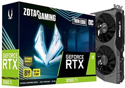 Zotac Vga Gaming Geforce Rtx 3060 Ti Twin Edge Oc Lhr 8Gb Gddr6, Grigio, ‎28.3 x 8.3 x 21.8 cm 800 grammi