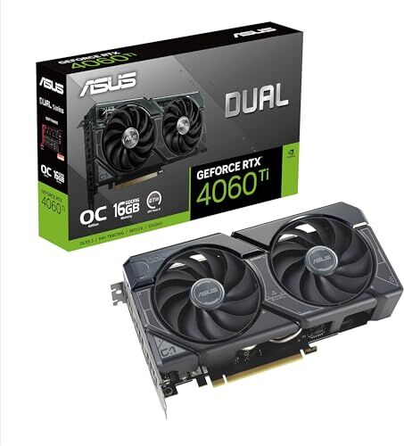 Asus DUAL NVIDIA GeForce RTX 4060 Ti OC Edition Scheda Grafica, 16 GB GDDR6 128-bit, OpenGL 4.6, 18 Gbps PCIE 4.0, HDMI, DisplayPort, GPU Tweak III, DUAL-RTX4060TI-O16G