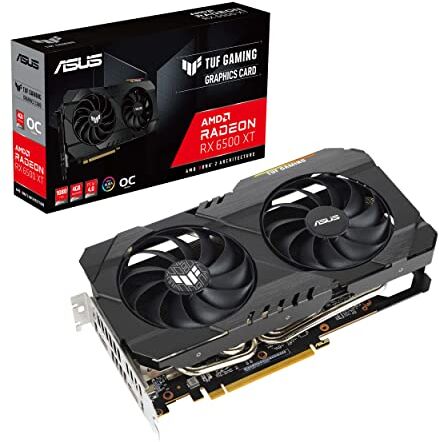 Asus TUF Gaming AMD Radeon RX 6500 XT OC Edition Scheda Grafica, AMD RDNA 2, PCIe 4.0, 4GB GDDR6, HDMI 2.1, DisplayPort 1.4a, Ventole Axial Tech e Doppi Cuscinetti a Sfera, GPU Tweak II, Nero