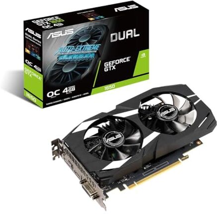 Asus DUAL NVIDIA GeForce GTX 1650 EVO OC Edition Scheda Grafica 4 GB, GDDR6 128-bit, OpenGL 4.6, 12 Gbps PCIE 4.0, 300W, HDMI, 3 DisplayPort, GPU Tweak III, DUAL-GTX1650-O4GD6-P-EVO