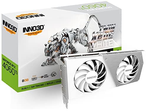 Inno3D GeForce RTX 4060 Ti 8GB Twin X2 OC WHITE Videokaart (N406T2-08D6X-171153W)