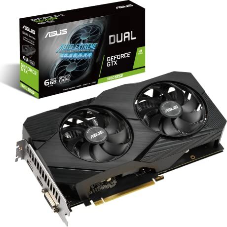 Asus DUAL 1660 SUPER EVO Scheda Grafica, 6 GB GDDR6, PCIe 3.0, 1 HDMI 2.0b, 1 DisplayPort 1.4, 1 DVI-D, OpenGL 4.6, NVIDIA G-SYNC, Supporta Fino a 3 Monitor, PSU Consigliata 450W, GPU Tweak II, Nero