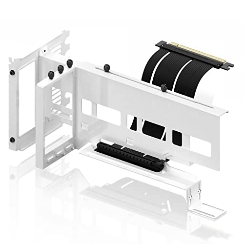 EZDIY-FAB Supporto per Scheda Grafica Verticale PCIe 4.0 GPU Mount Bracket,kit di Supporto VGA per Scheda Video con PCIe 4.0 X16 Gen4 17cm/6.69in Cavo Riser 90 Gradi ad Angolo Retto-Bianco