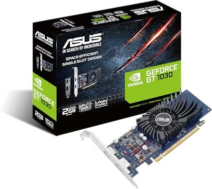 Asus GeForce GT 1030 2 GB GDDR5, Scheda Video Gaming e Multimediale per HTPC Compatti e Build Low Profile, Incluso Bracket Aggiuntivo I/O