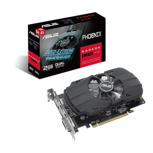 Asus Phoenix AMD Radeon 550 Scheda Grafica, 2GB GDDR5, PCIe 3.0, HDMI, DisplayPort, DVI-D, Resistenza Alla Polvere IPX5, Ventola con Doppio Cuscinetto a Sfera, Tecnologia Auto-Extreme, Nero